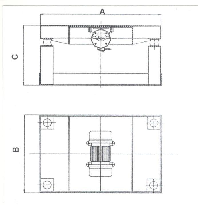 Desenho dimensional — Mesa Eletromecânica (Com um motovibrador)