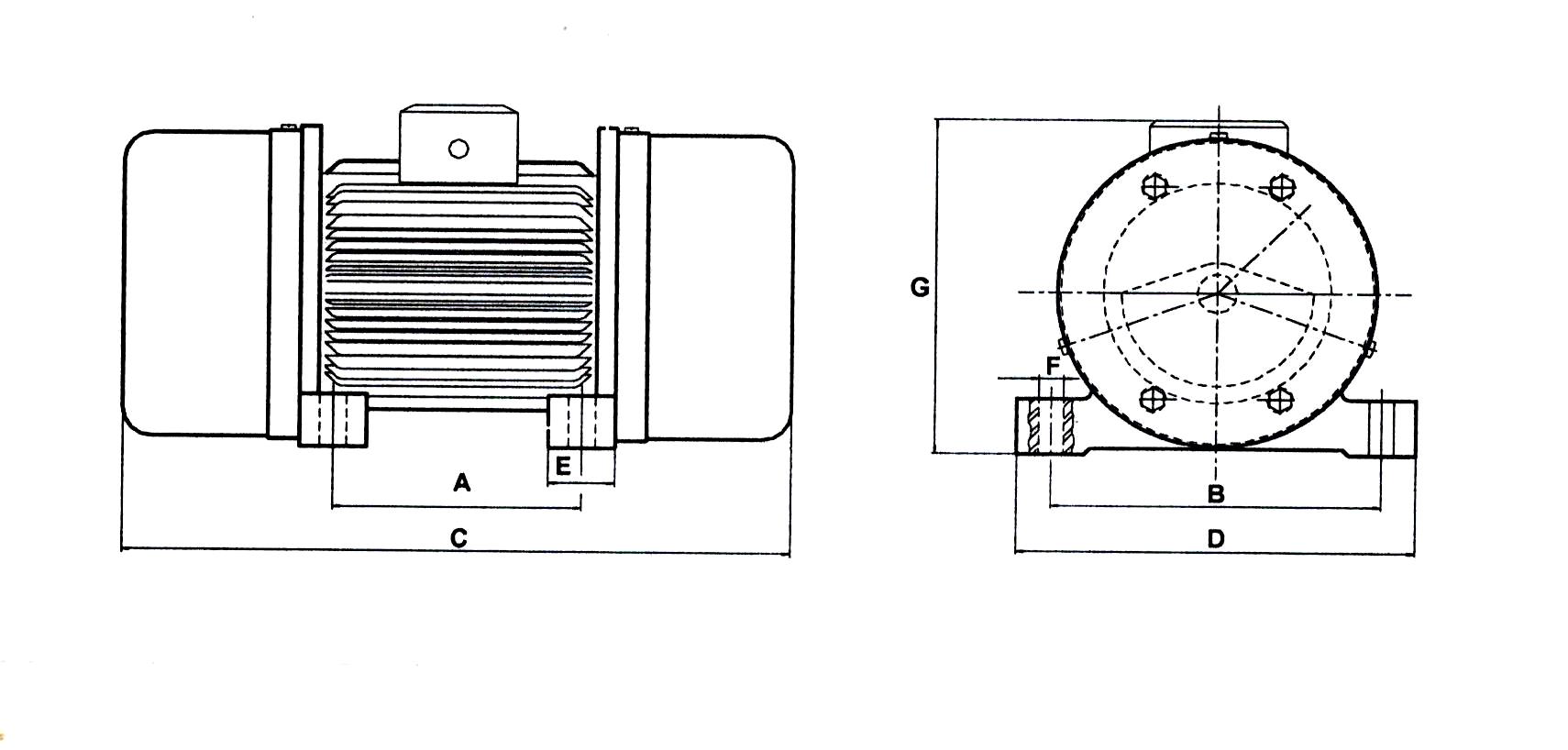 Desenho dimensional — Motovibrador (Desenho dimensional)