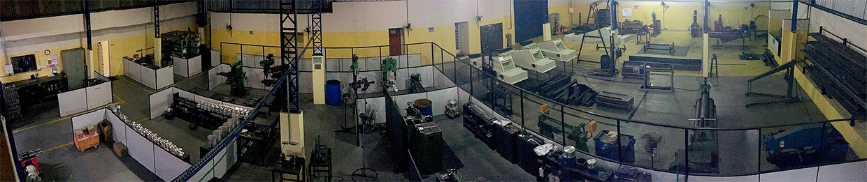 Vista panorâmica do interior da fábrica da Vibrokraft