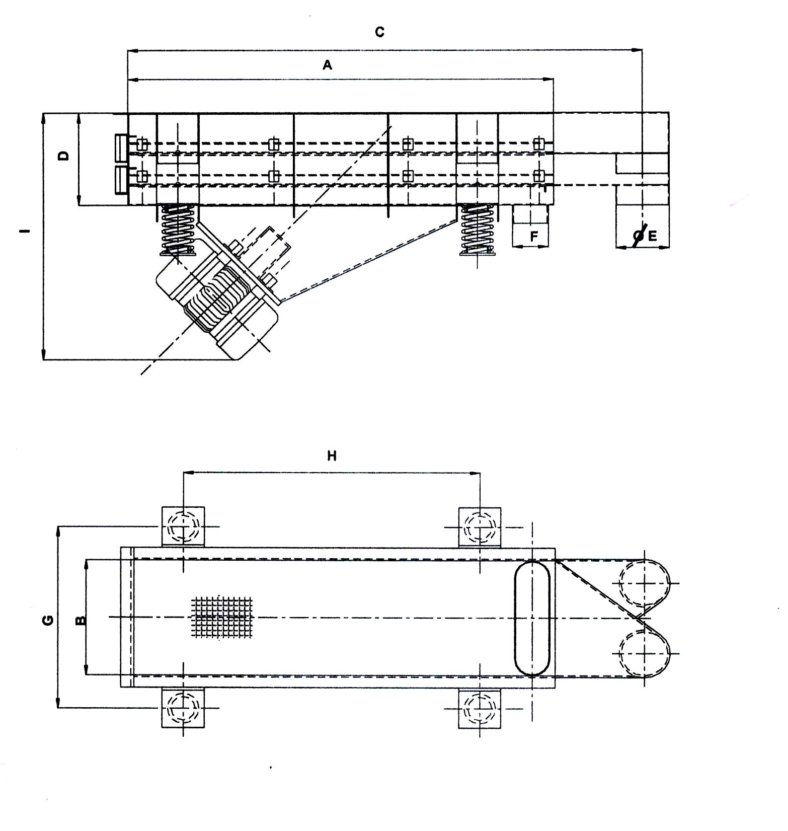 Desenho dimensional — Peneira Linear Vibratória (2 quadros)